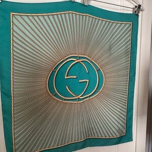 Authentic Gucci Teal and Gold Accent scarf
